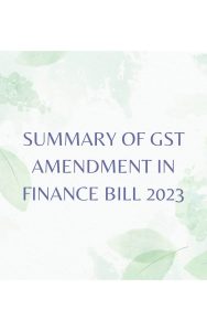 Gst Amendment In Finance Bill Easy Summary Taxledgeradvisor